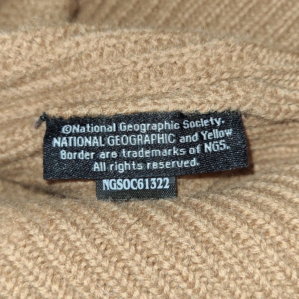 Vintage National Geographic Knit Sweater Patches Wool Pullover Cowl Neck Med - Picture 9 of 11
